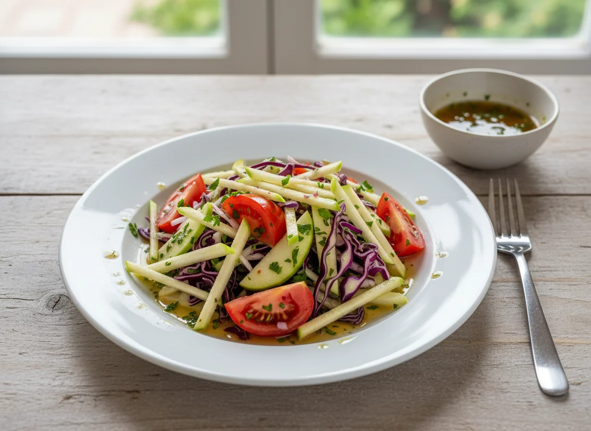 Salada de repolho com maçã e tomate photo
