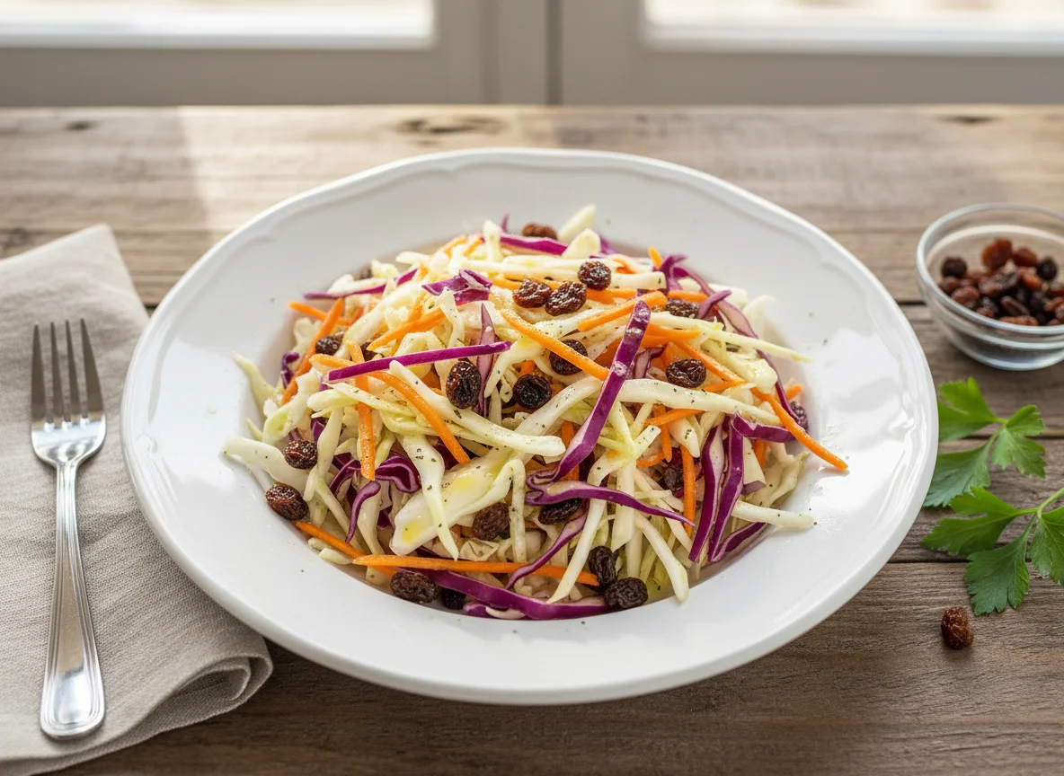 Salada de repolho com uvas passas photo