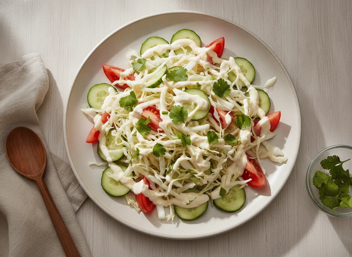 Salada de Repolho, Tomate e Pepino com Molho Cremoso photo