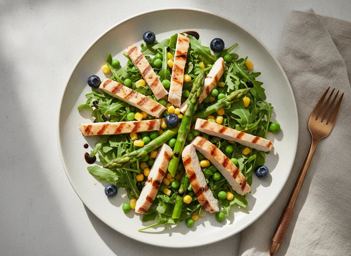 Salada de Rúcula com Frango e Espargos photo