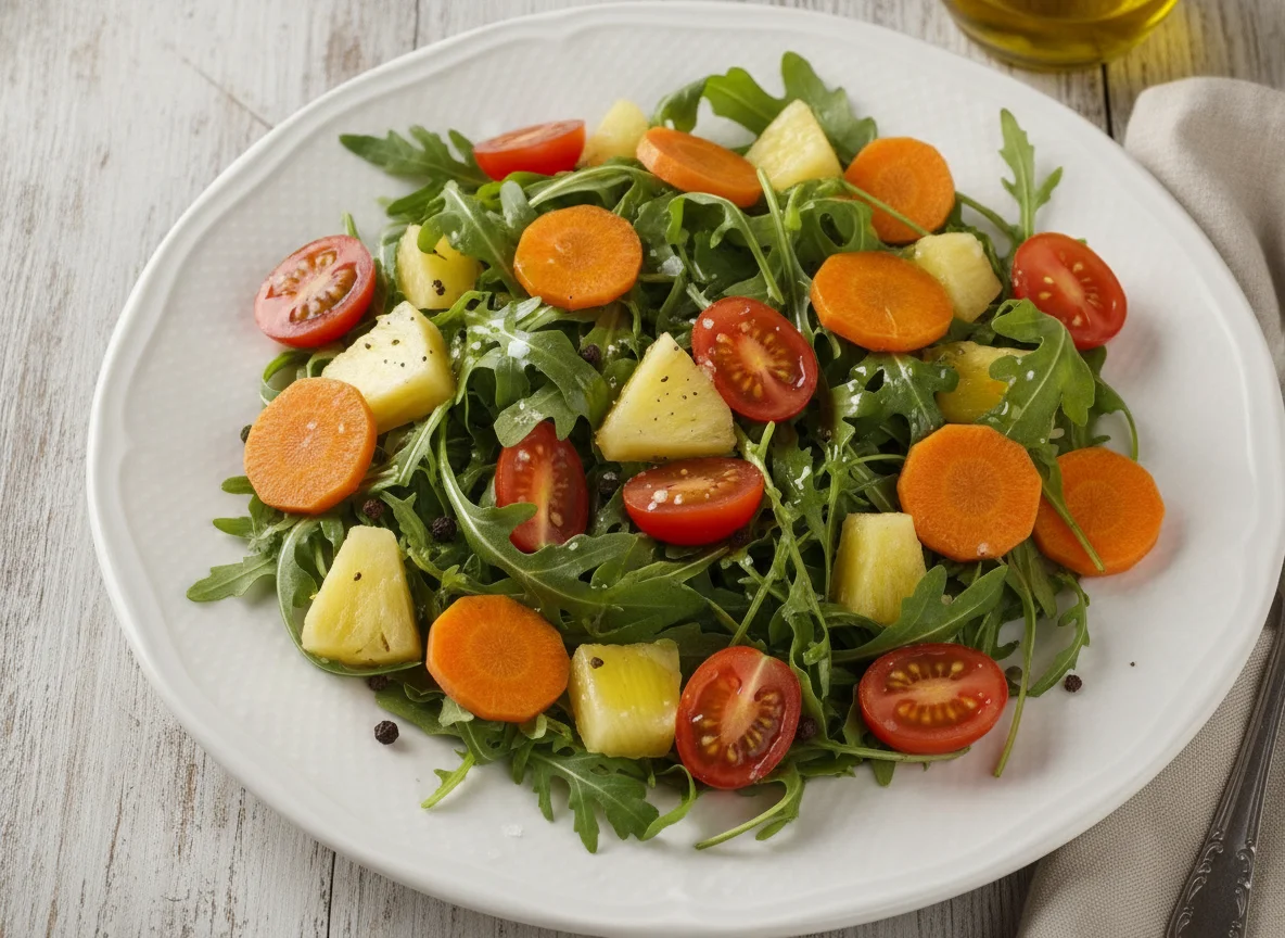 Salada de Rúcula, Tomate, Cenoura e Abacaxi photo
