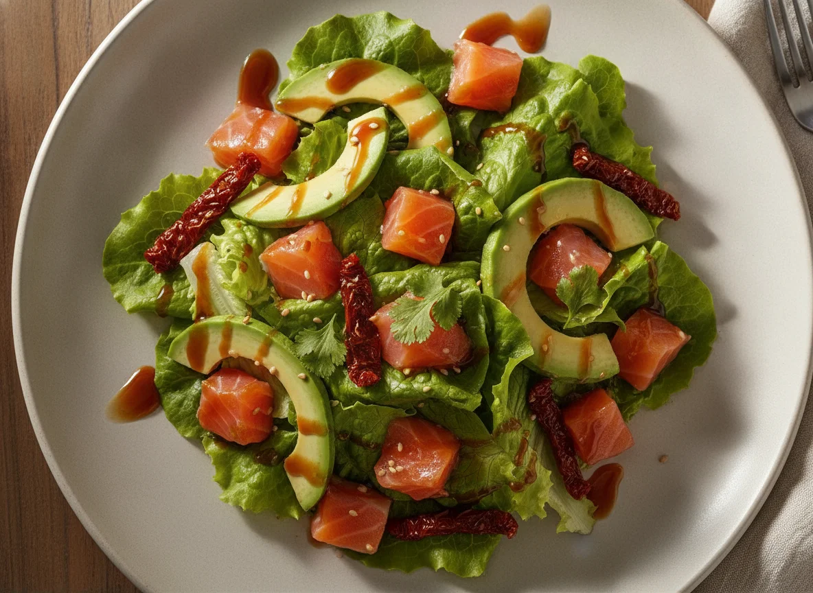 Salada de Salmão com Abacate e Molho Teriyaki photo