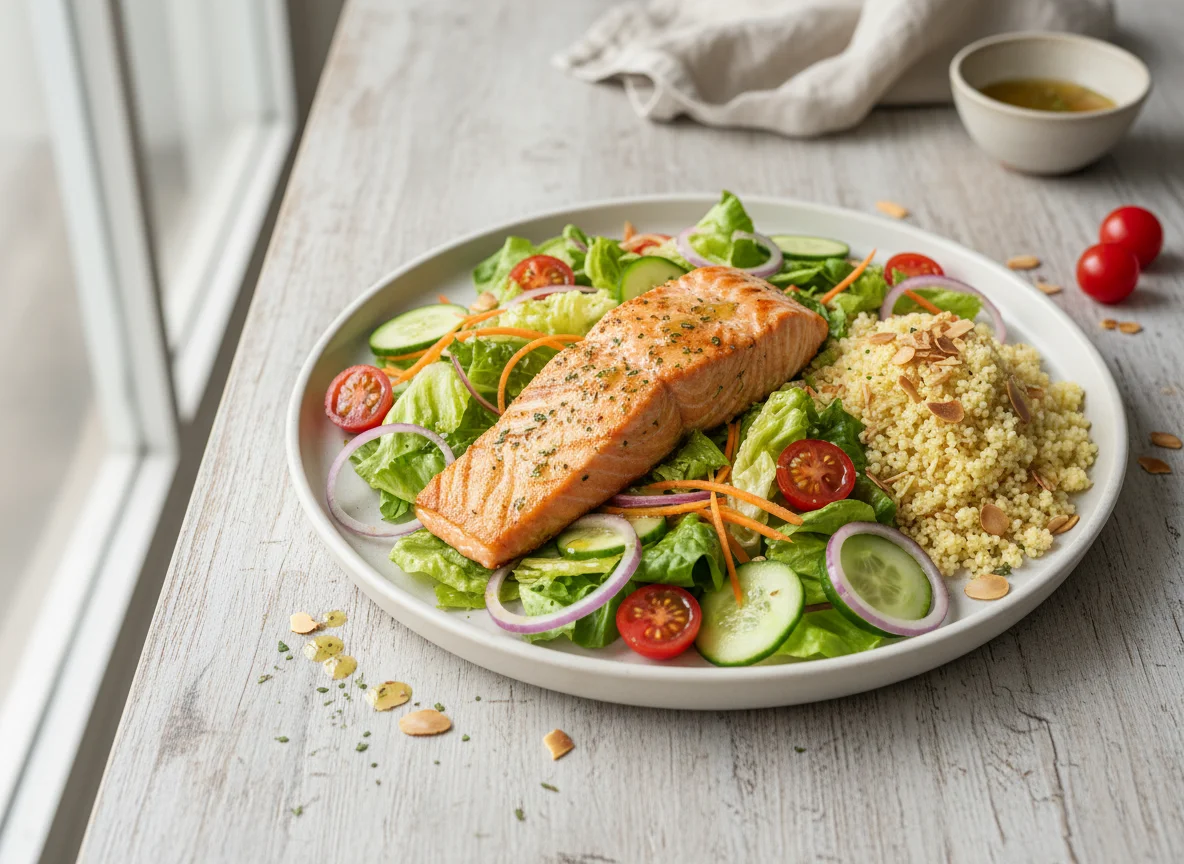 Salada de Salmão com Cuscuz e Amêndoas photo