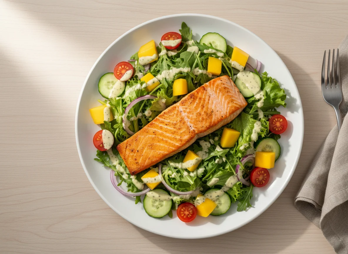 Salada de Salmão com Manga e Molho photo