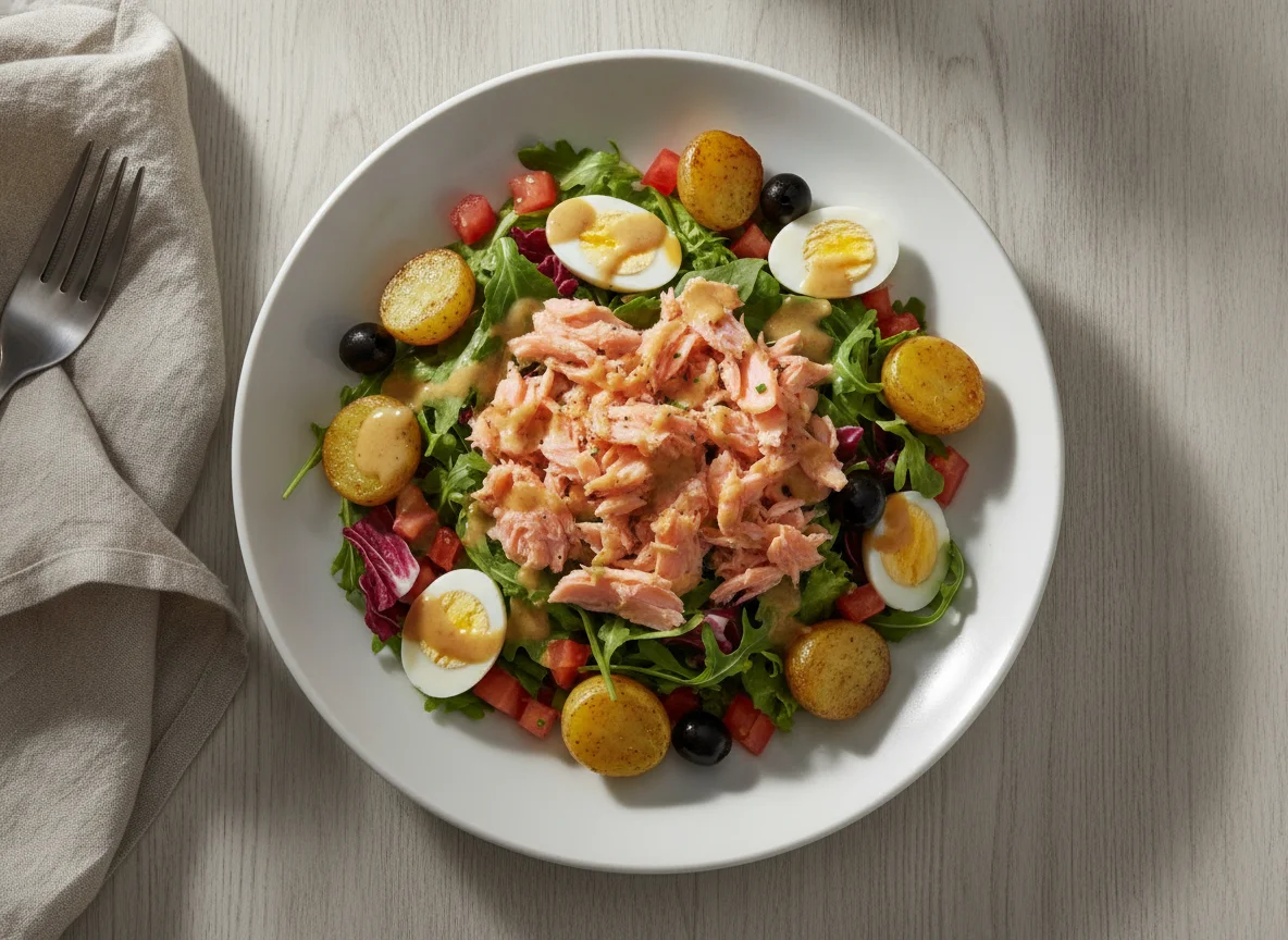 Salada de Salmão com Mini Batatas Sautê photo