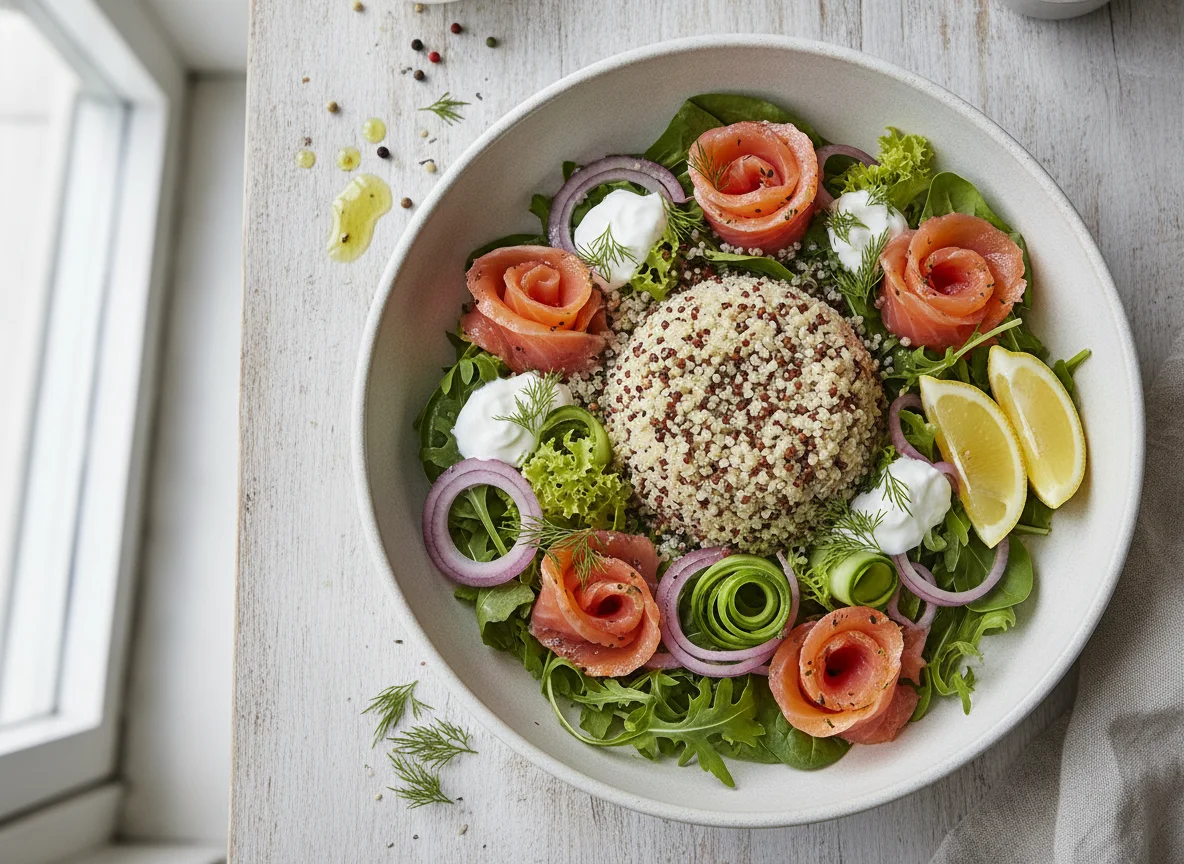 Salada de Salmão Curado com Quinoa e Cebola Roxa photo