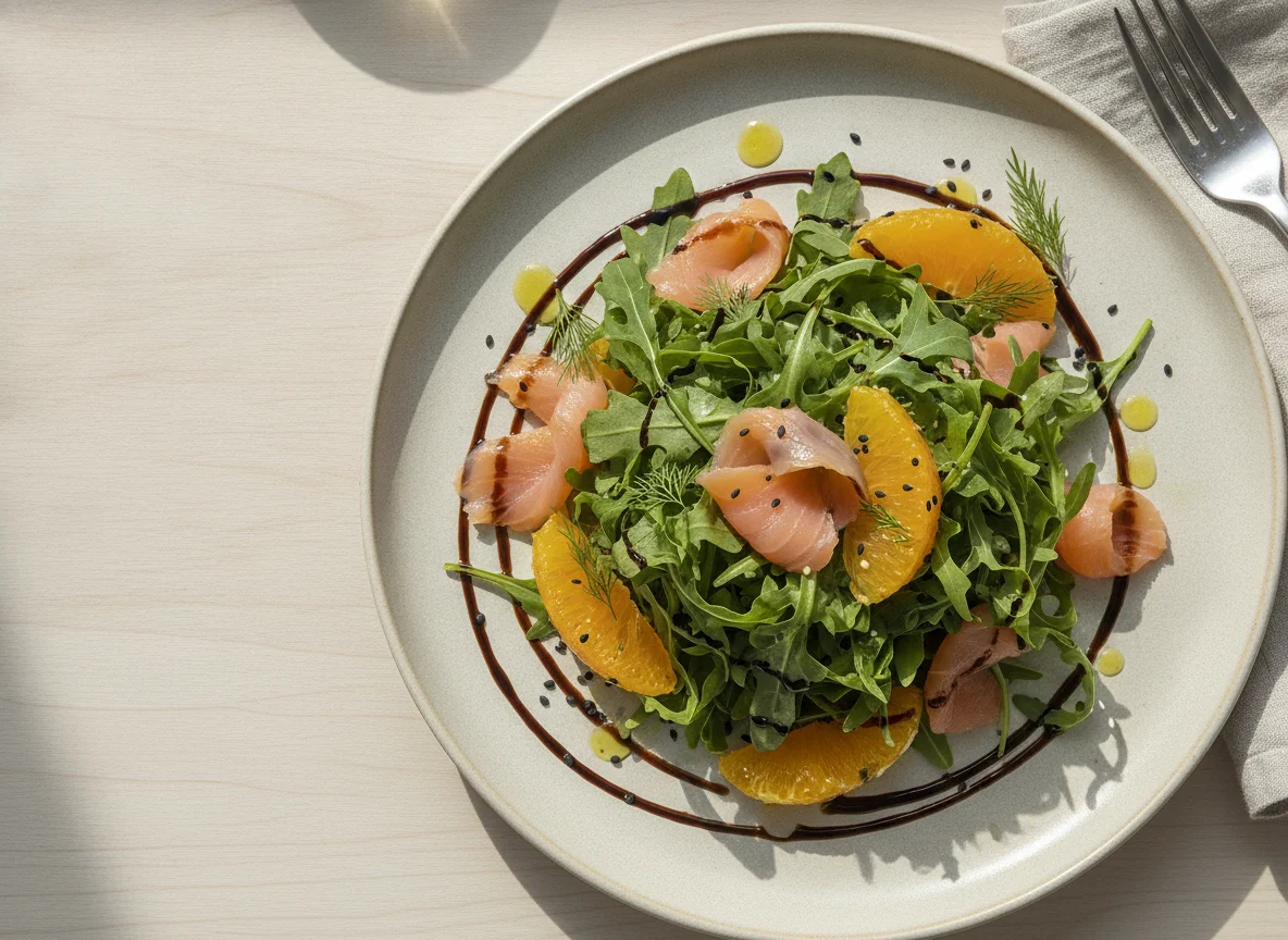 Salada de Salmão Fumado com Laranja e Rúcula photo