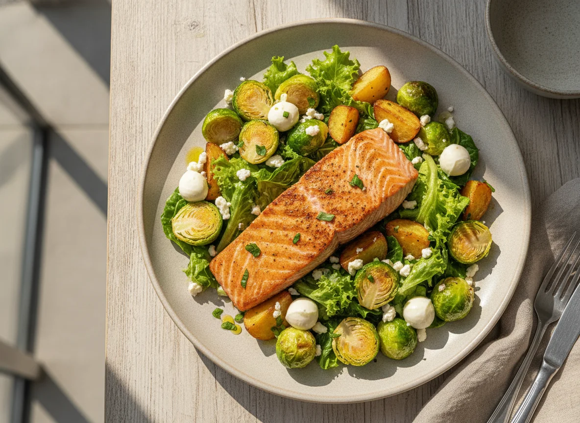 Salada de Salmão Grelhado com Couve de Bruxelas e Batatas photo