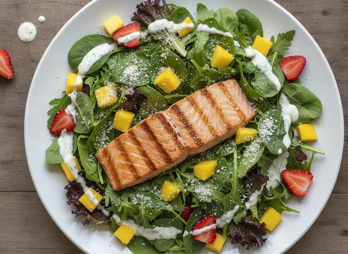 Salada de Salmão Grelhado com Frutas e Queijo photo