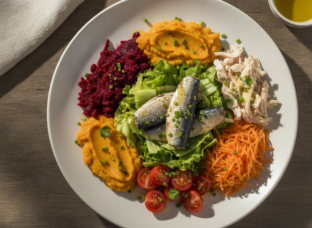 Salada de sardinha com legumes photo