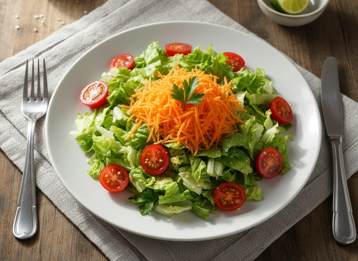 Salada de tomate e alface com cenoura photo