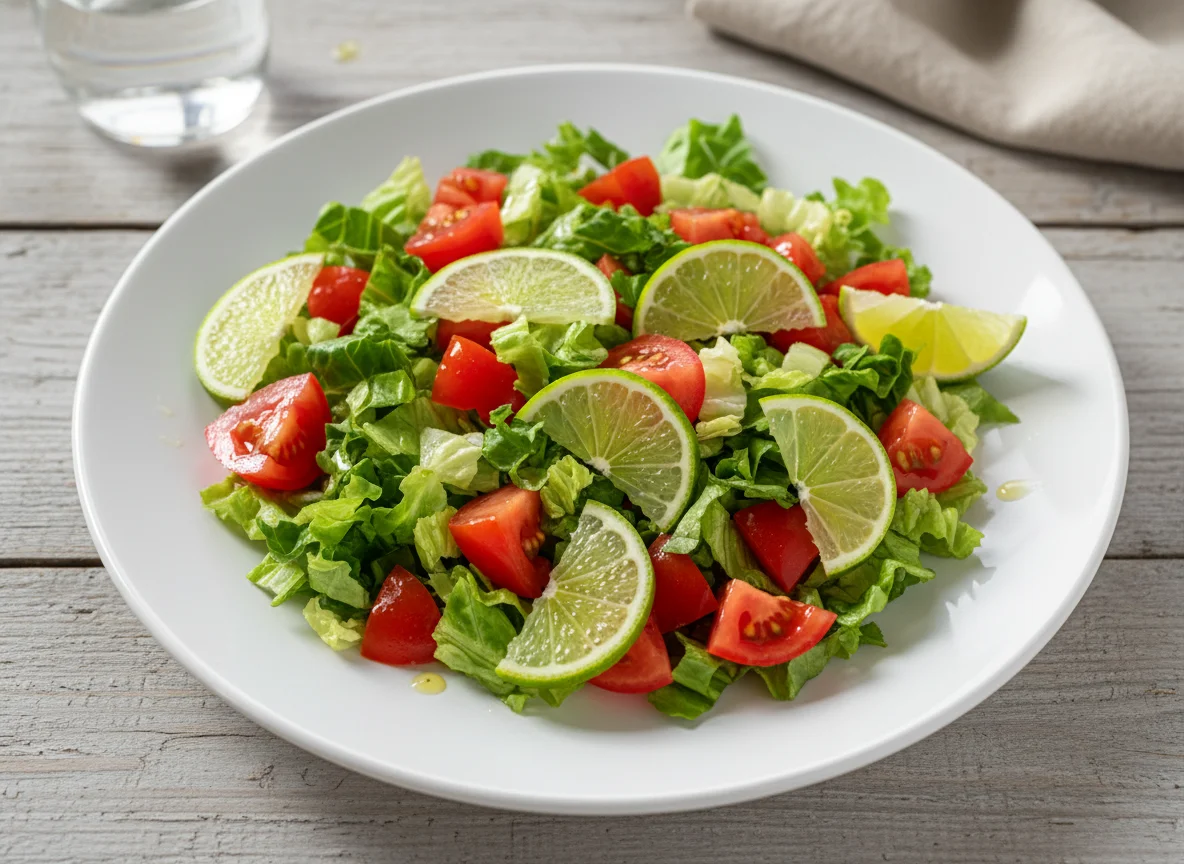 Salada de tomate e alface com limão photo