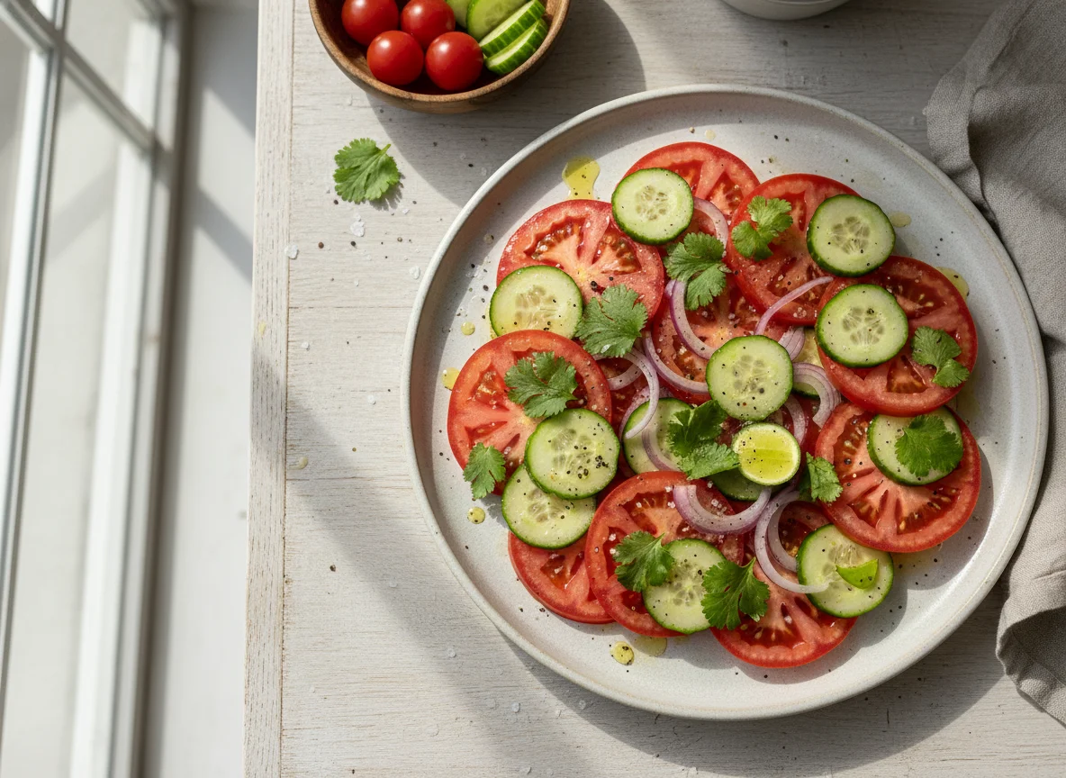 Salada de tomate e pepino photo