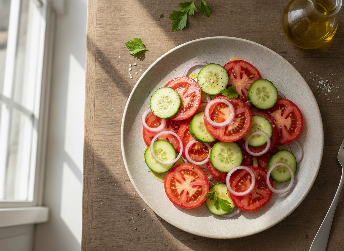 Salada de Tomate, Pepino e Cebola Roxa photo