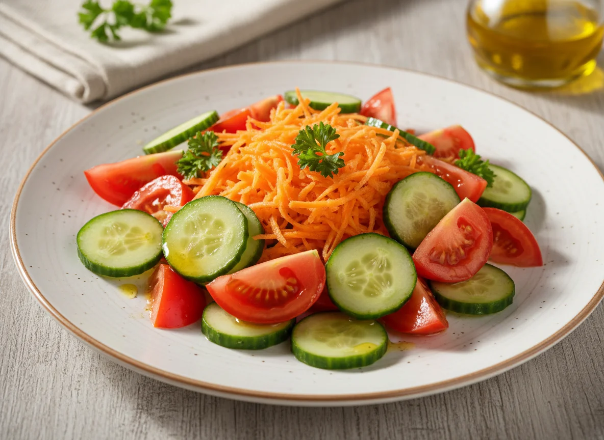 Salada de tomate, pepino e cenoura photo
