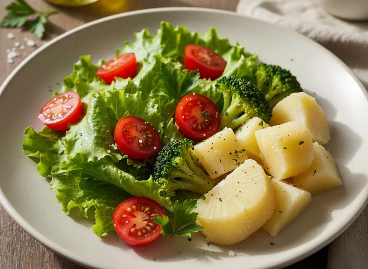 Salada de vegetais com brócolis e mandioca photo