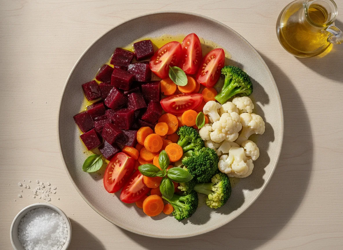 Salada de Vegetais Cozidos e Frescos photo