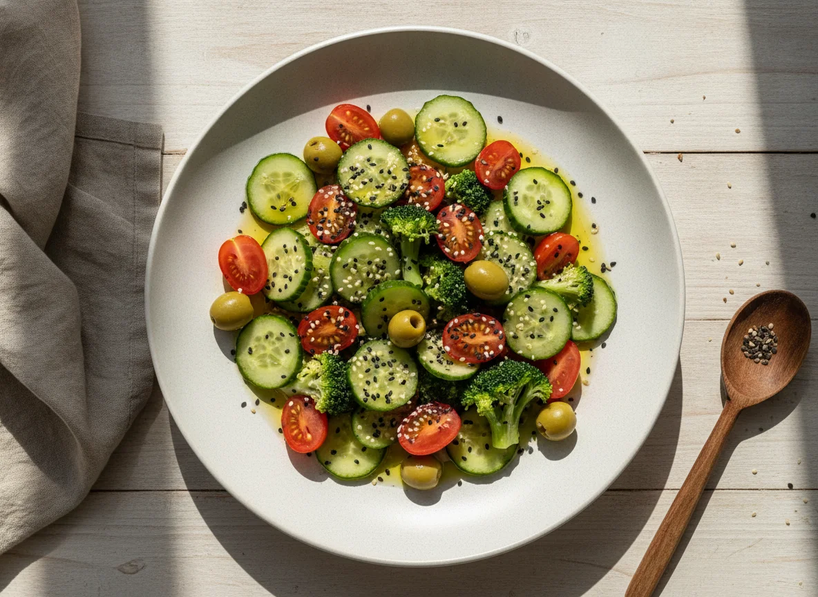 Salada de vegetais frescos com gergelim photo
