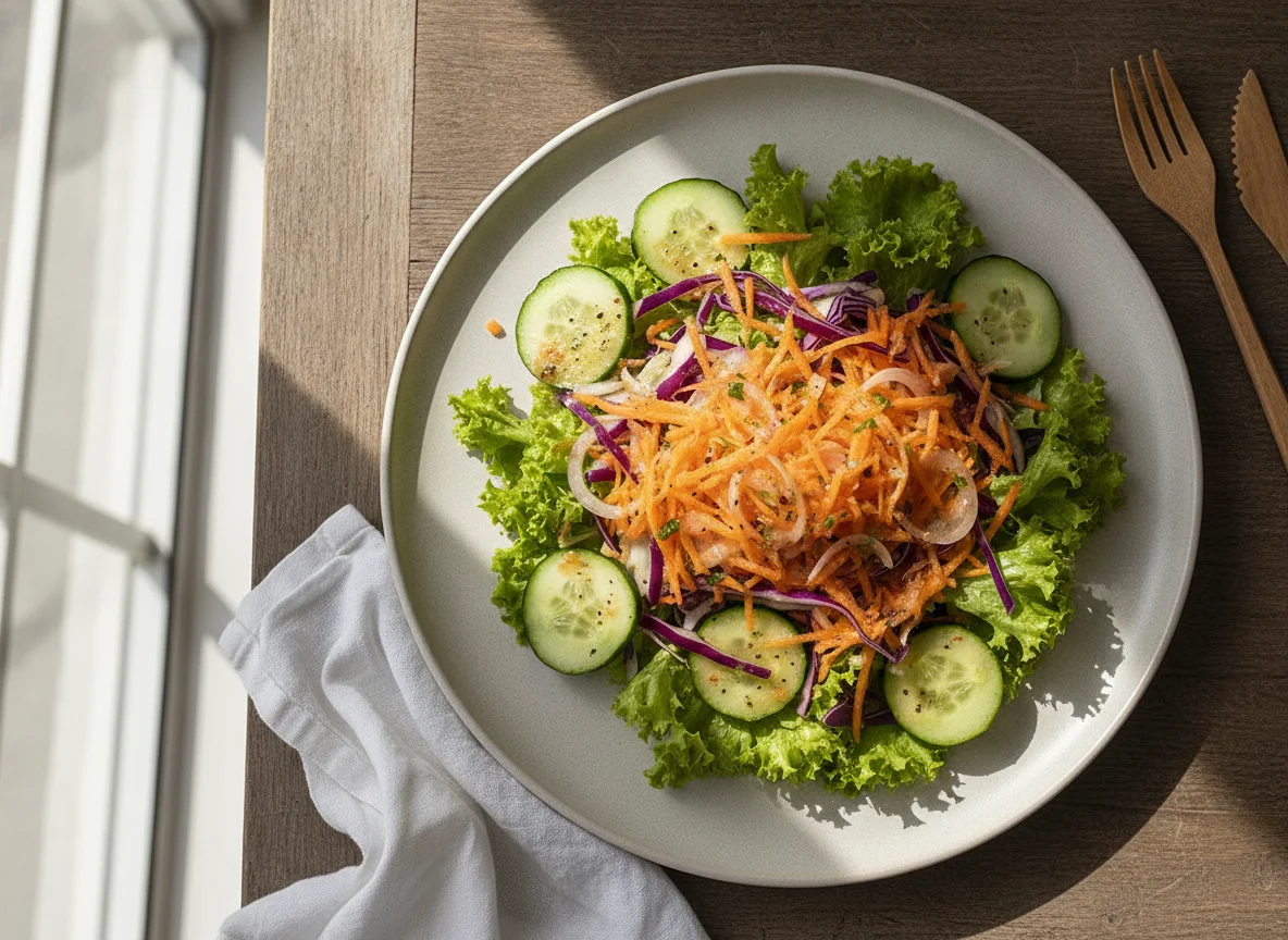 Salada mista com alface e cenoura photo
