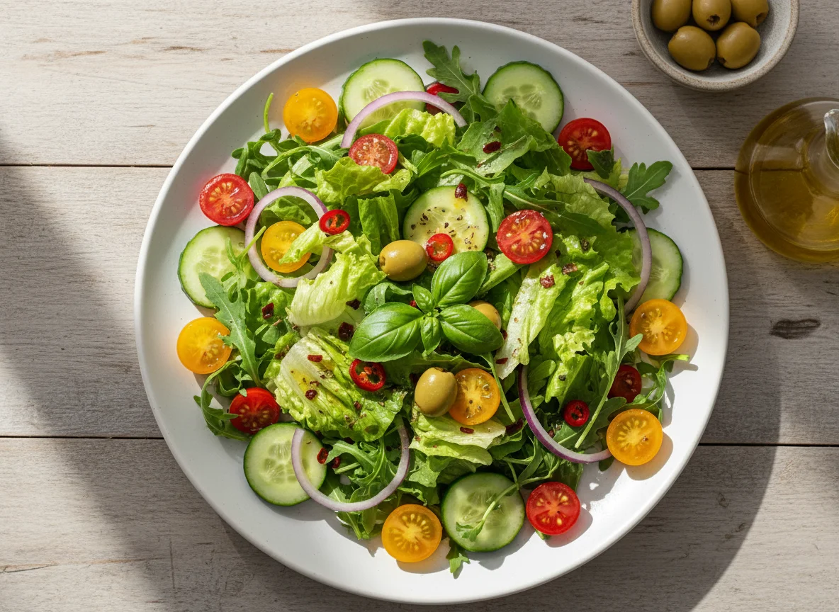 Salada Mista com Alface, Rúcula e Pepino photo