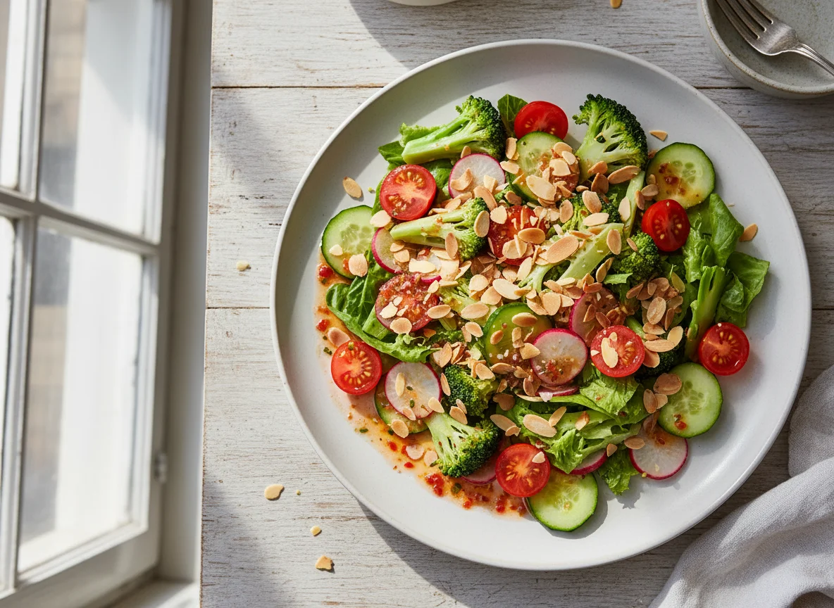 Salada mista com amêndoas photo