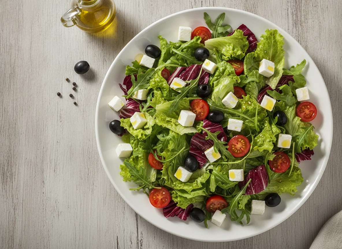 Salada Mista com Azeitonas e Queijo photo