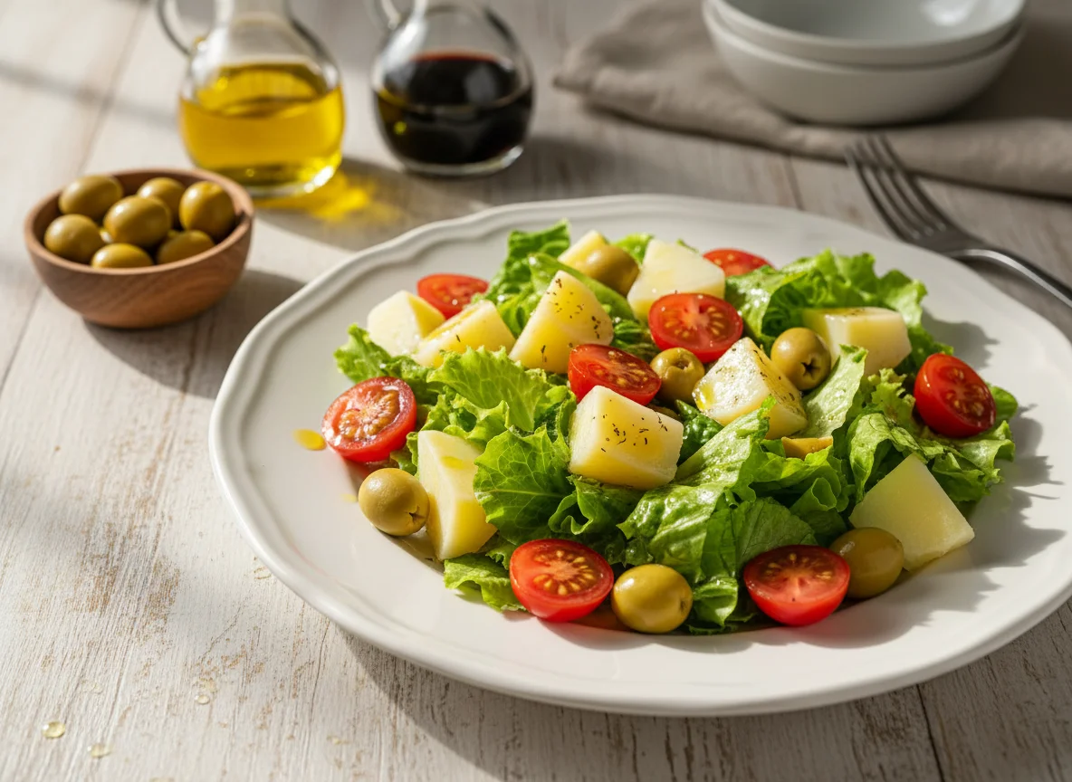 Salada mista com batata e azeitonas photo
