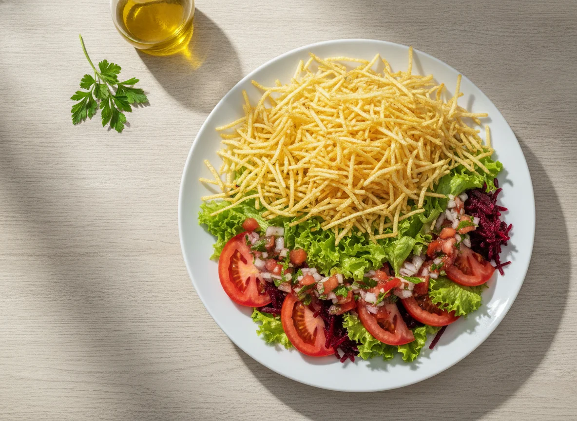 Salada mista com batata palha photo