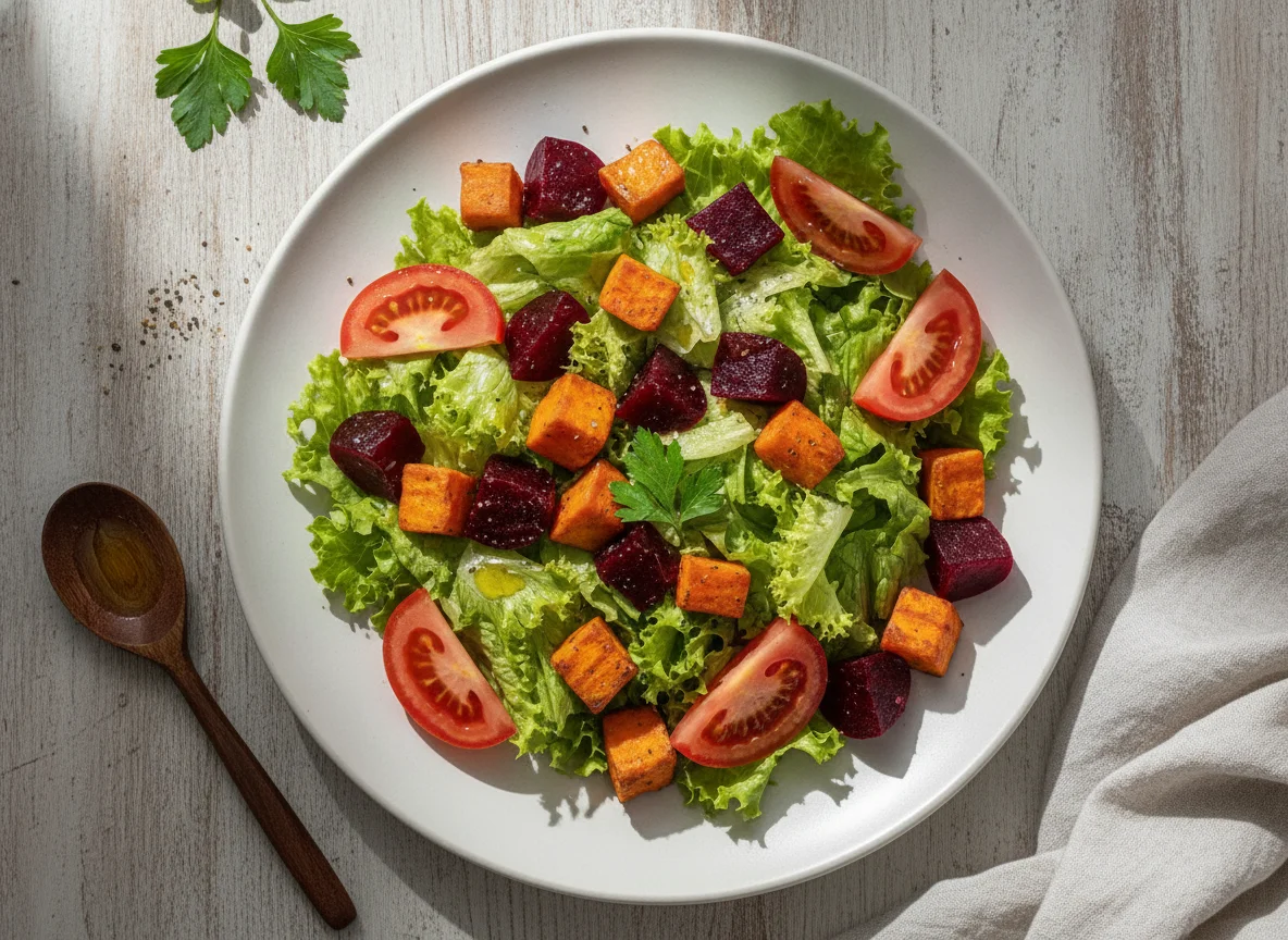Salada mista com batata-doce e beterraba photo