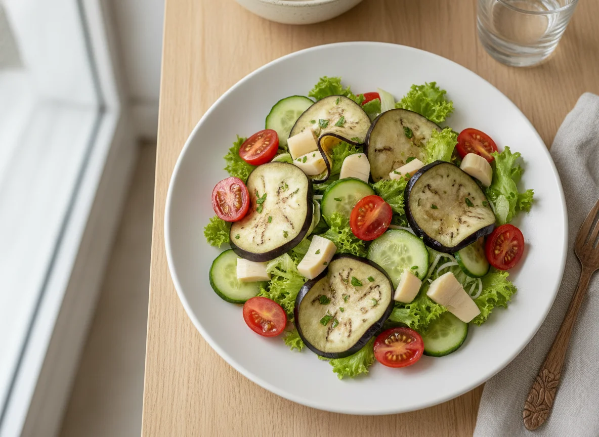 Salada mista com berinjela e palmito photo