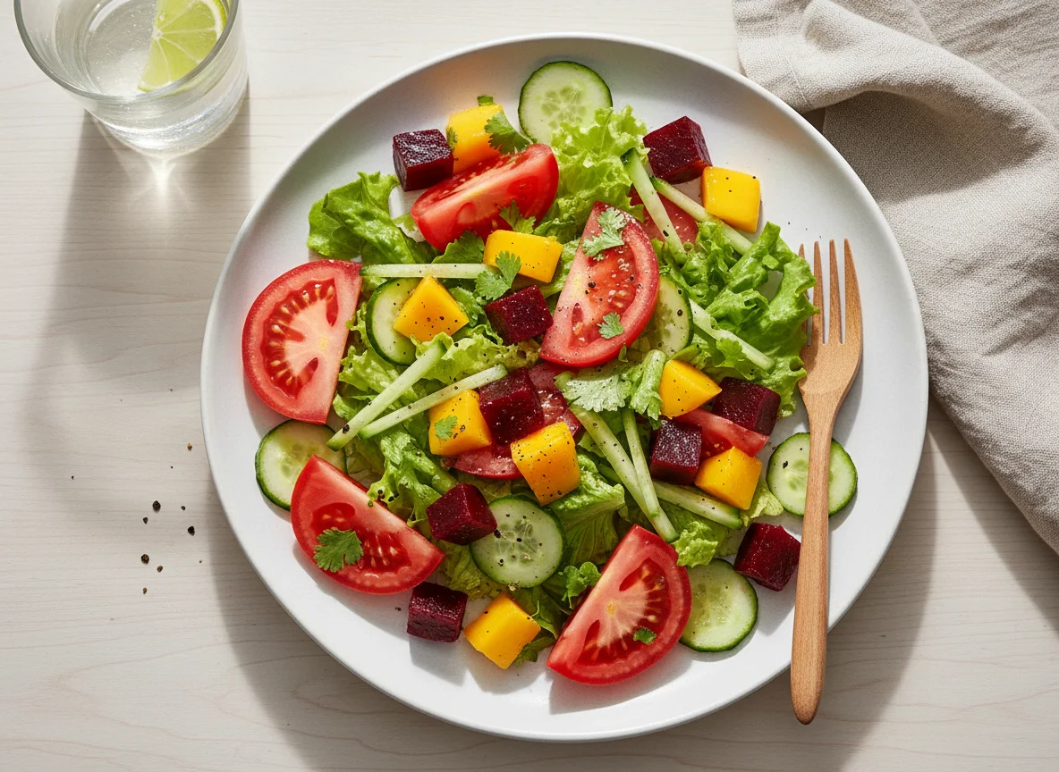 Salada mista com beterraba e manga photo