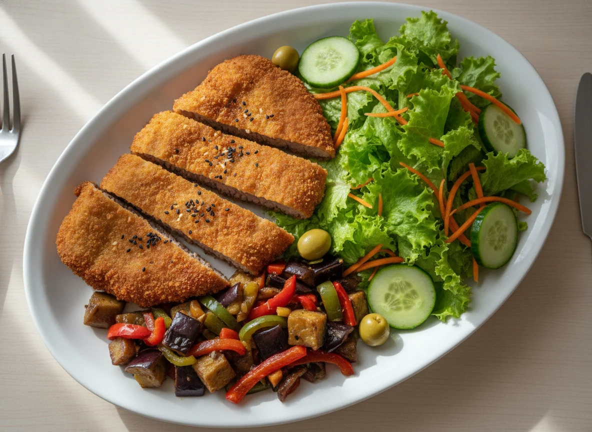 Salada mista com bife à milanesa photo