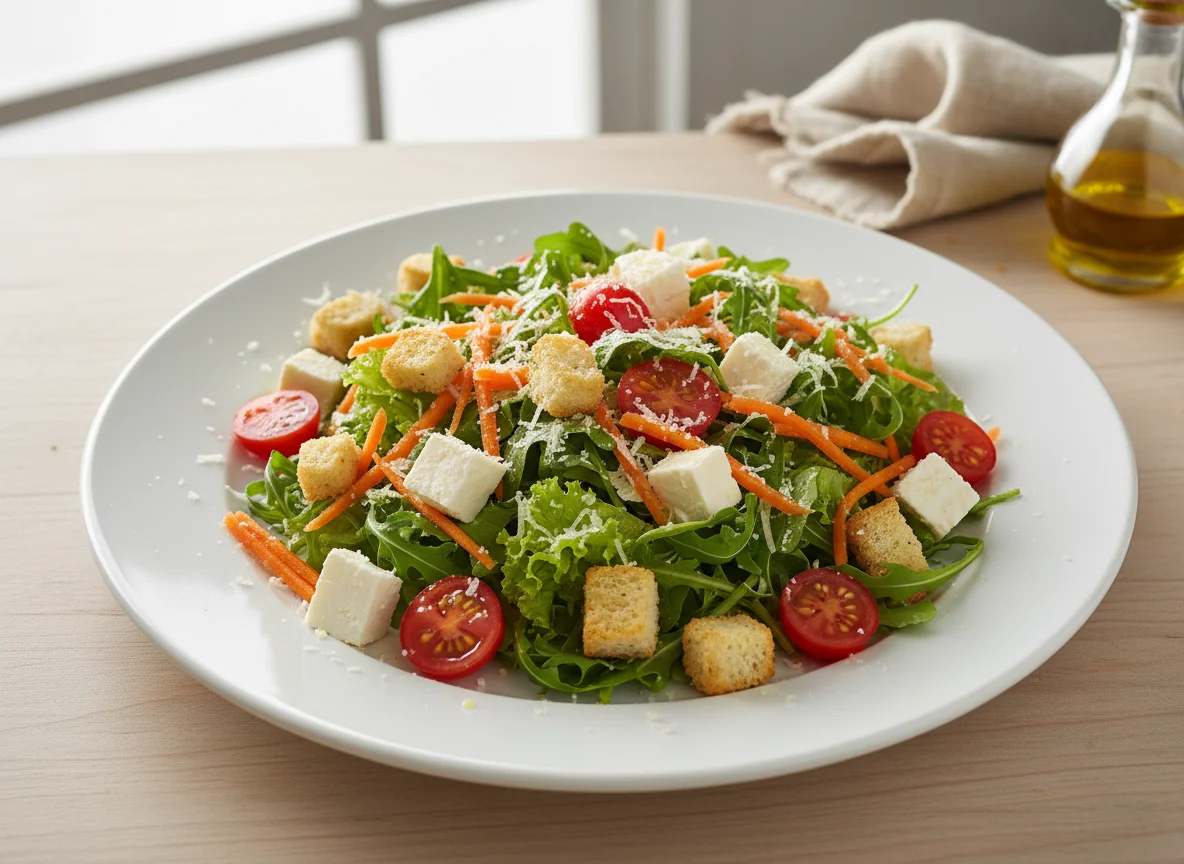 Salada Mista com Croutons e Queijo photo