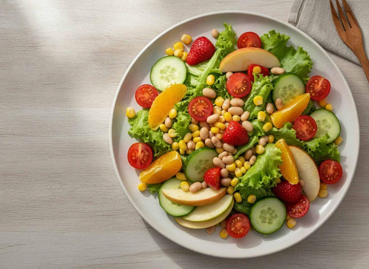 Salada Mista com Feijão Frade e Fruta photo