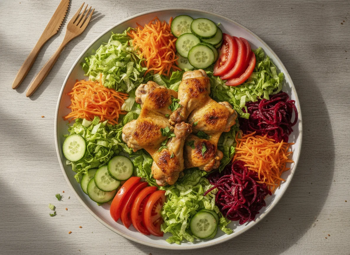 Salada mista com frango assado photo