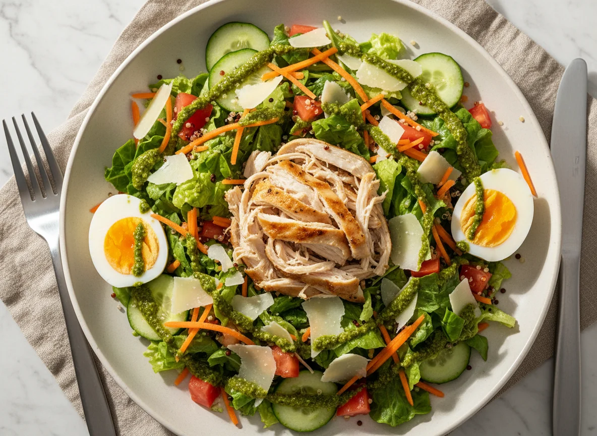 Salada Mista com Frango e Molho Pesto photo