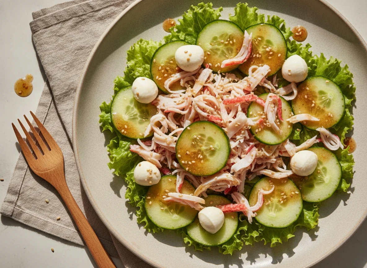 Salada mista com kani e mussarela nozinho photo
