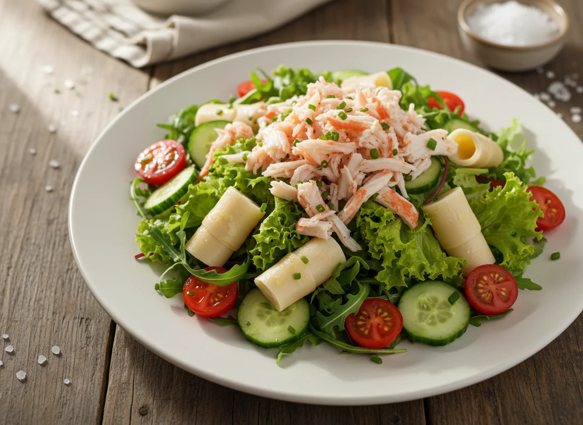 Salada mista com kani e palmito photo