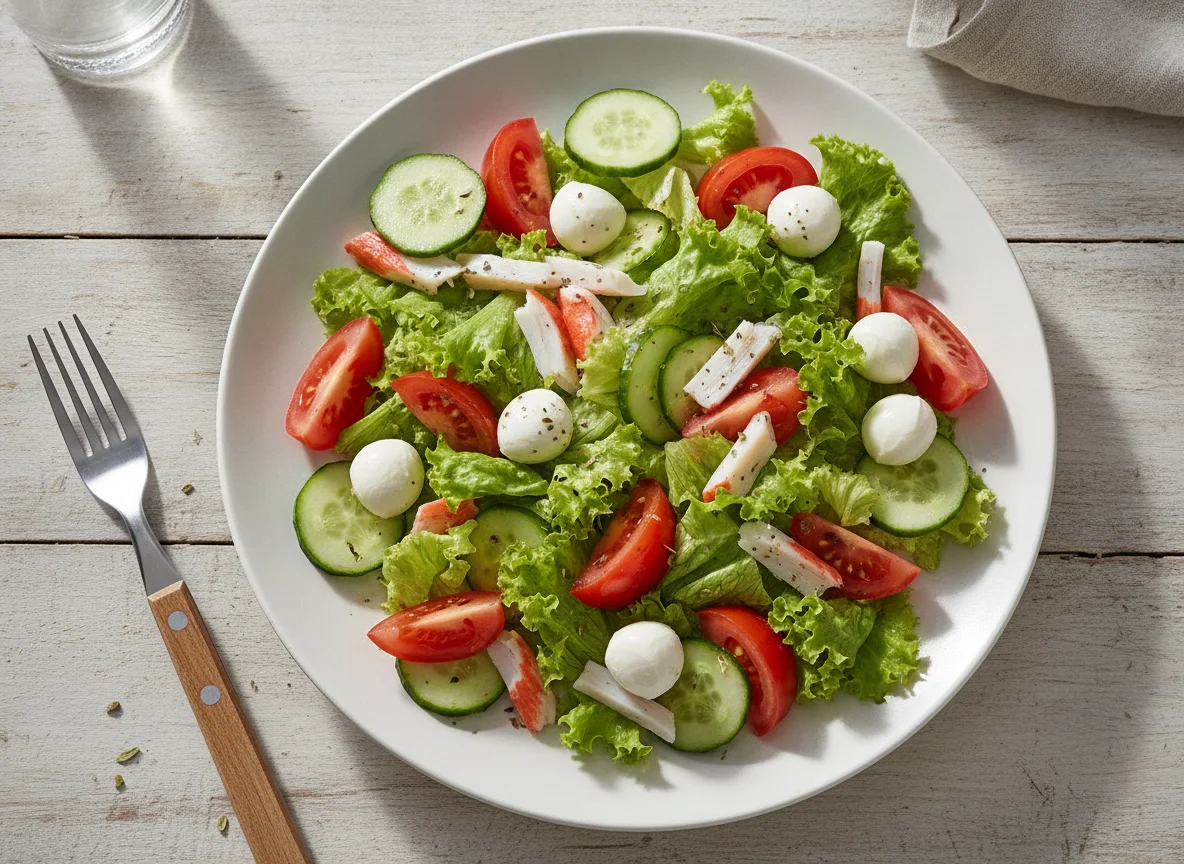 Salada Mista com Kani e Queijo Mussarela Nozinho photo