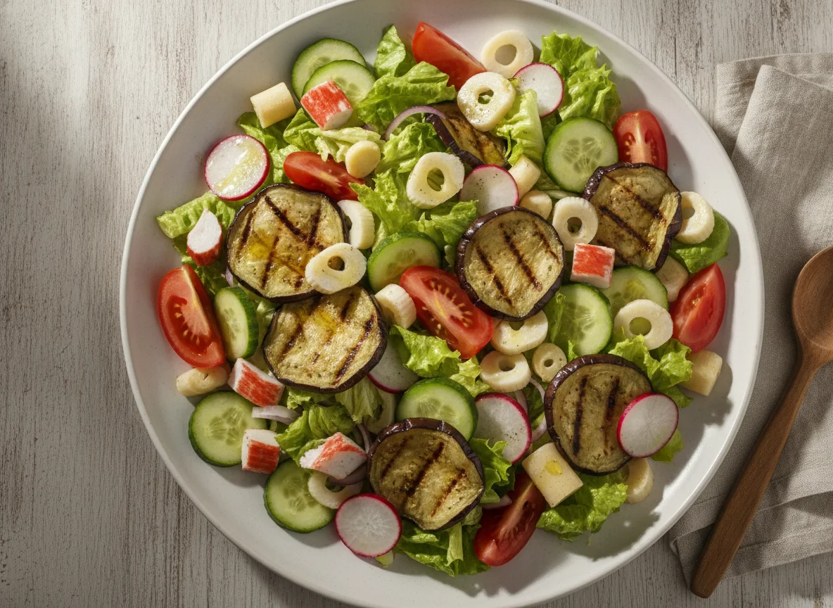 Salada mista com kani-kama e vegetais photo