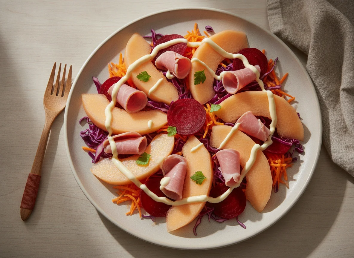 Salada mista com melão e presunto photo