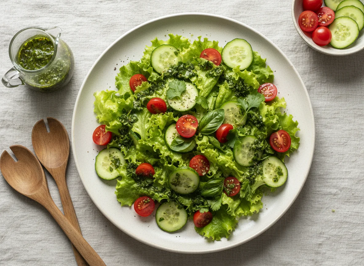 Salada mista com molho de ervas photo