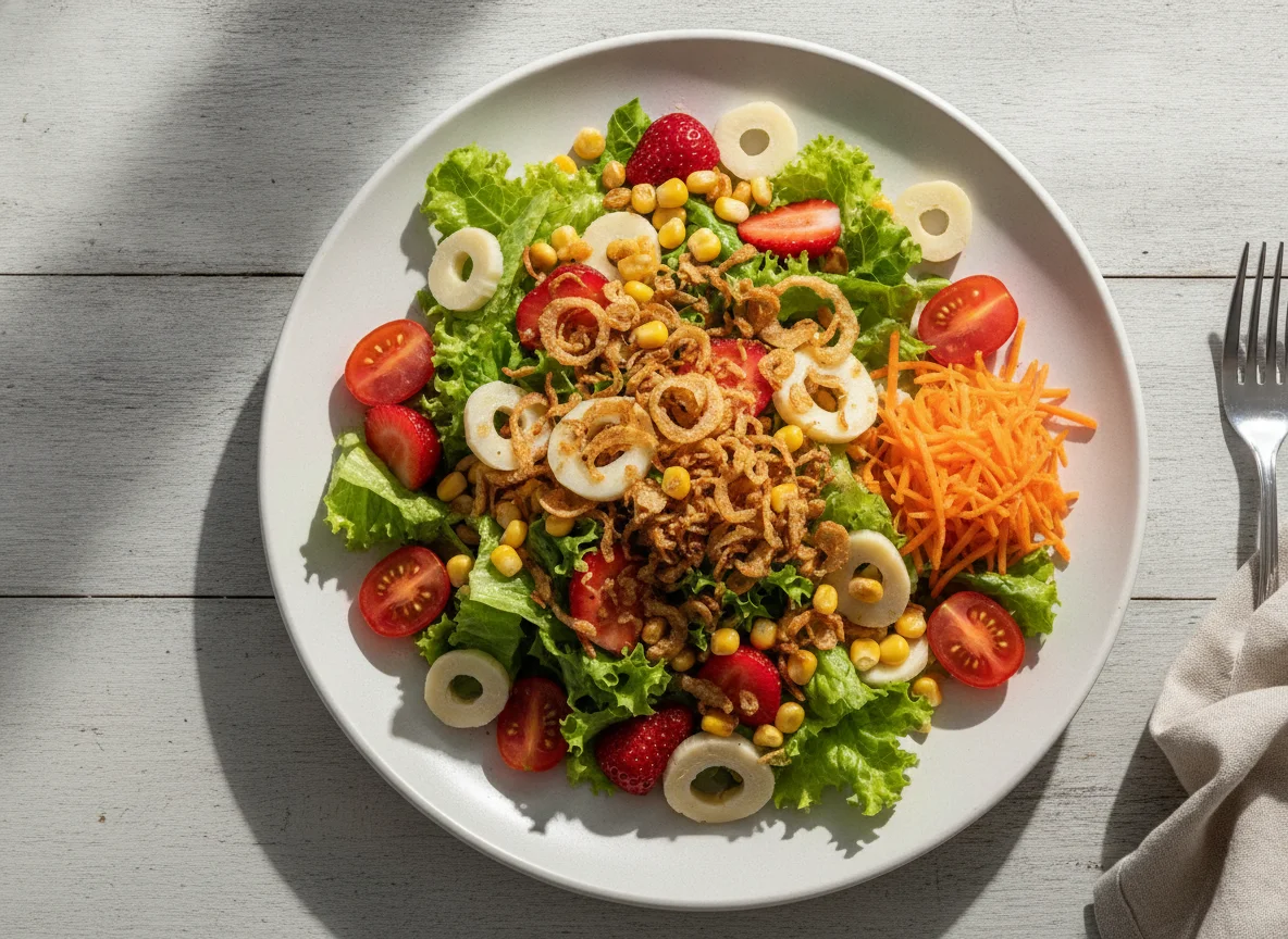 Salada Mista com Morango e Palmito photo