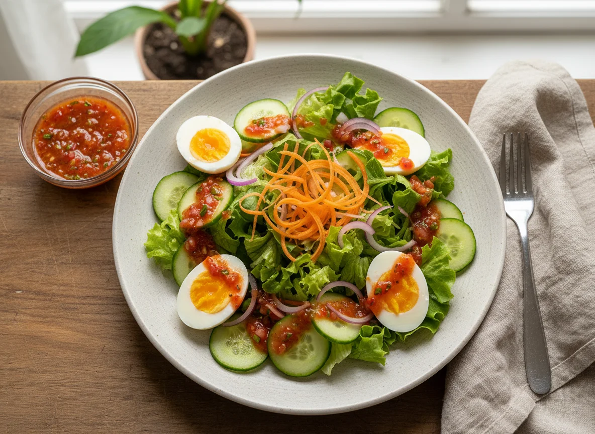 Salada mista com ovo cozido photo