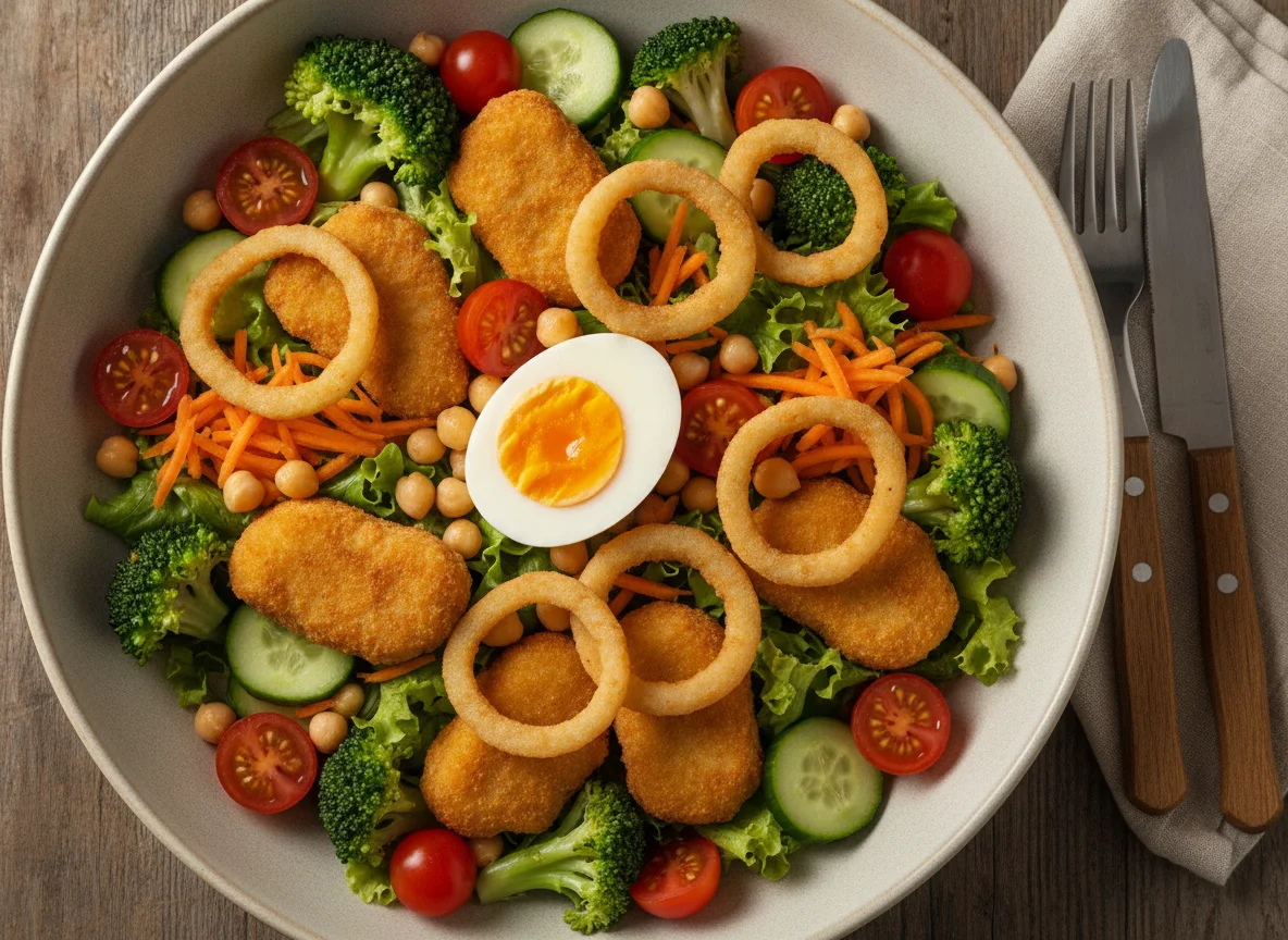 Salada mista com ovo e brócolis photo