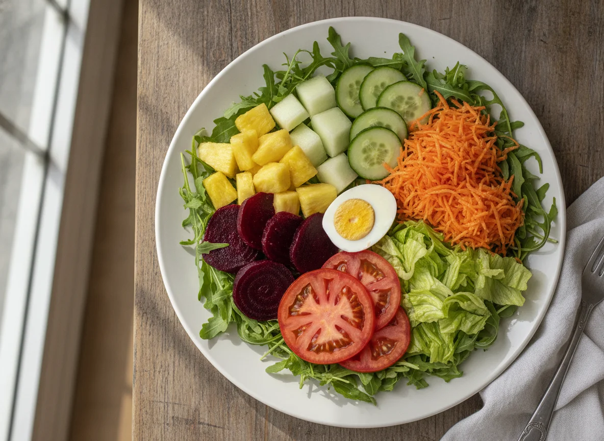 Salada Mista com Ovo e Frutas photo