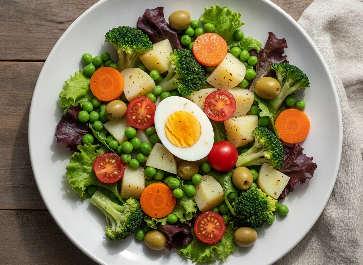 Salada mista com ovo e legumes photo