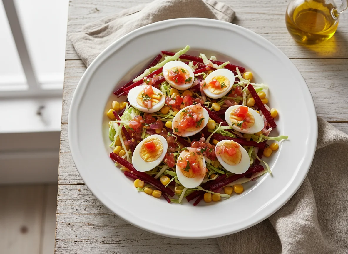 Salada mista com ovos de codorna photo