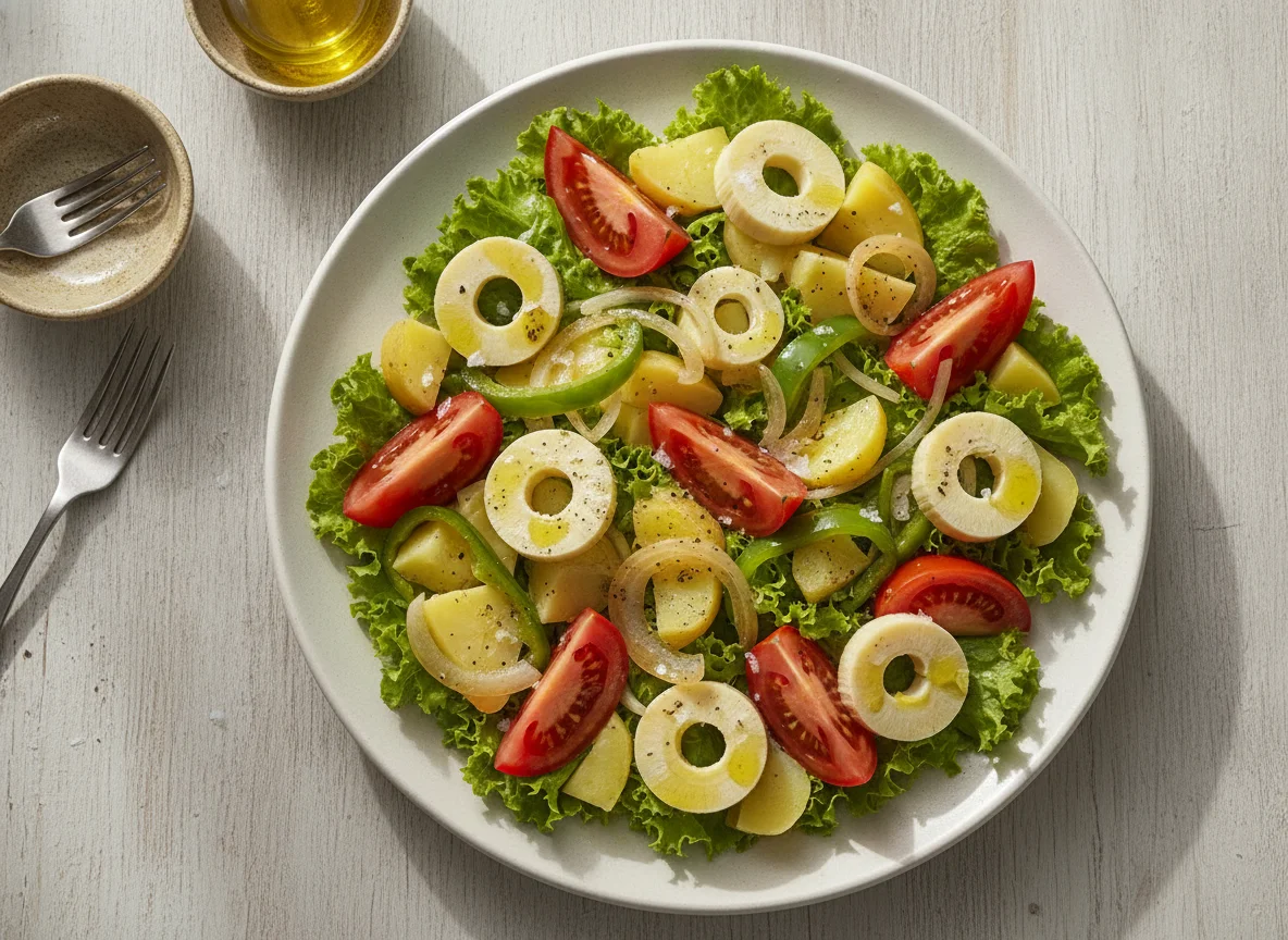 Salada mista com palmito e batata photo