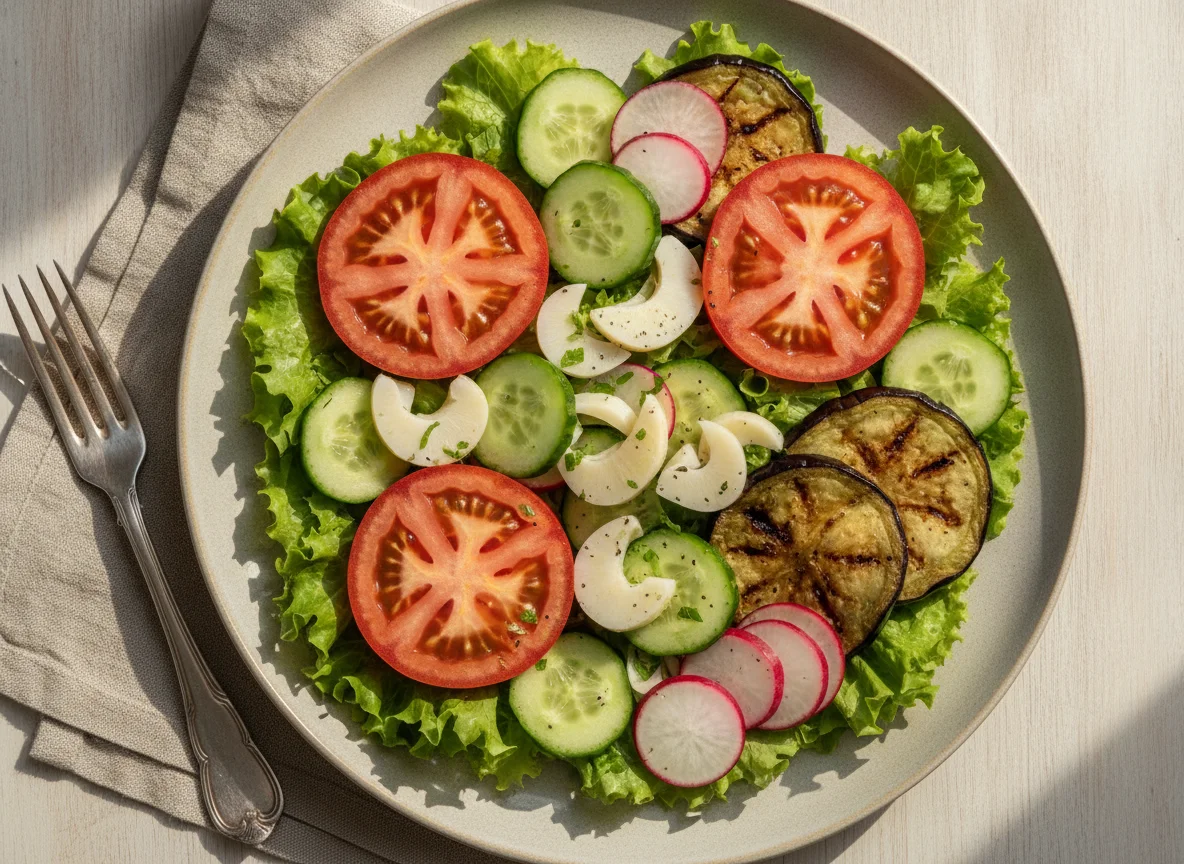 Salada mista com palmito e legumes photo